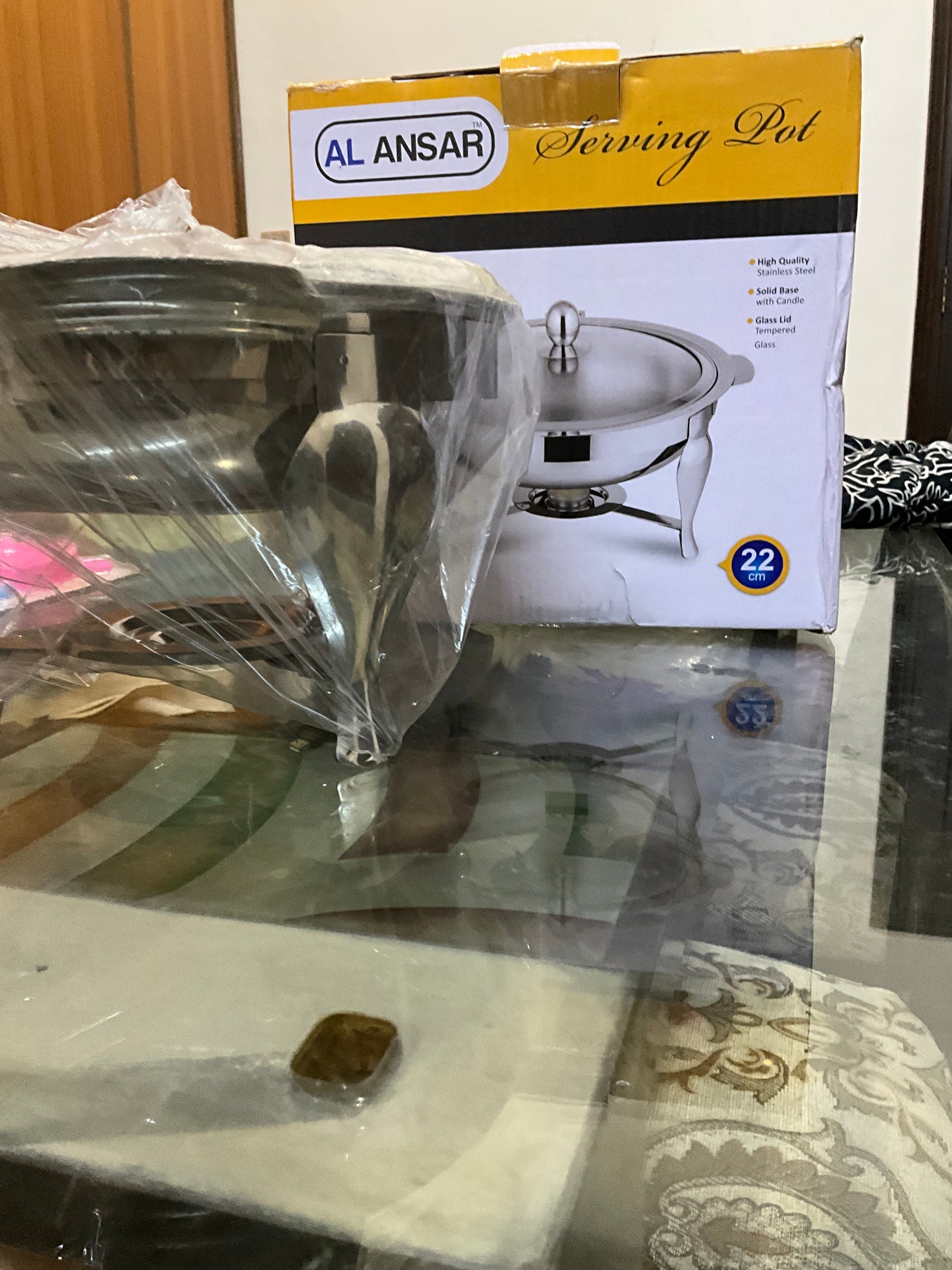 Stainless Steel Chafing Dish (24cm) – Buffet Serving Pot with Tealight Candle | Design 01