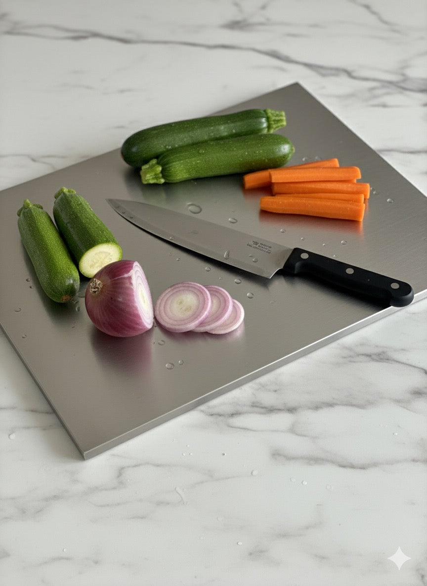 Food-Grade Stainless Steel Cutting Board – Odor-Free, Hygienic & Perfect for Meat, Fish, Fruits & Dough