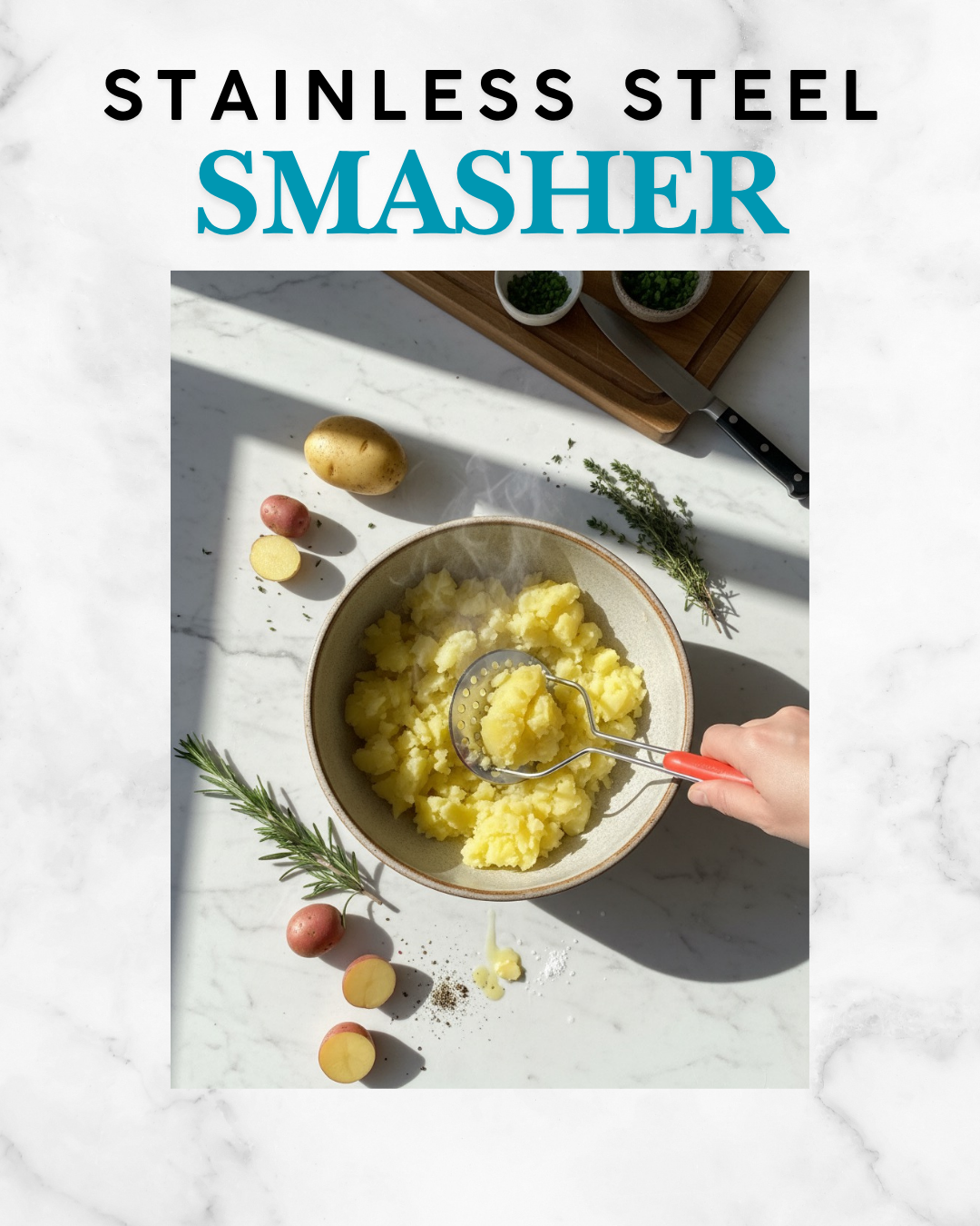 Stainless steel smasher with plastic   handle