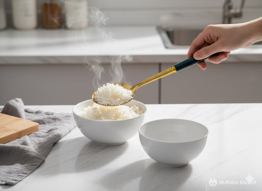 Golden Stainless Steel Rice Spoon – Elegant Serving Spoon for Daily Use and Special Occasions