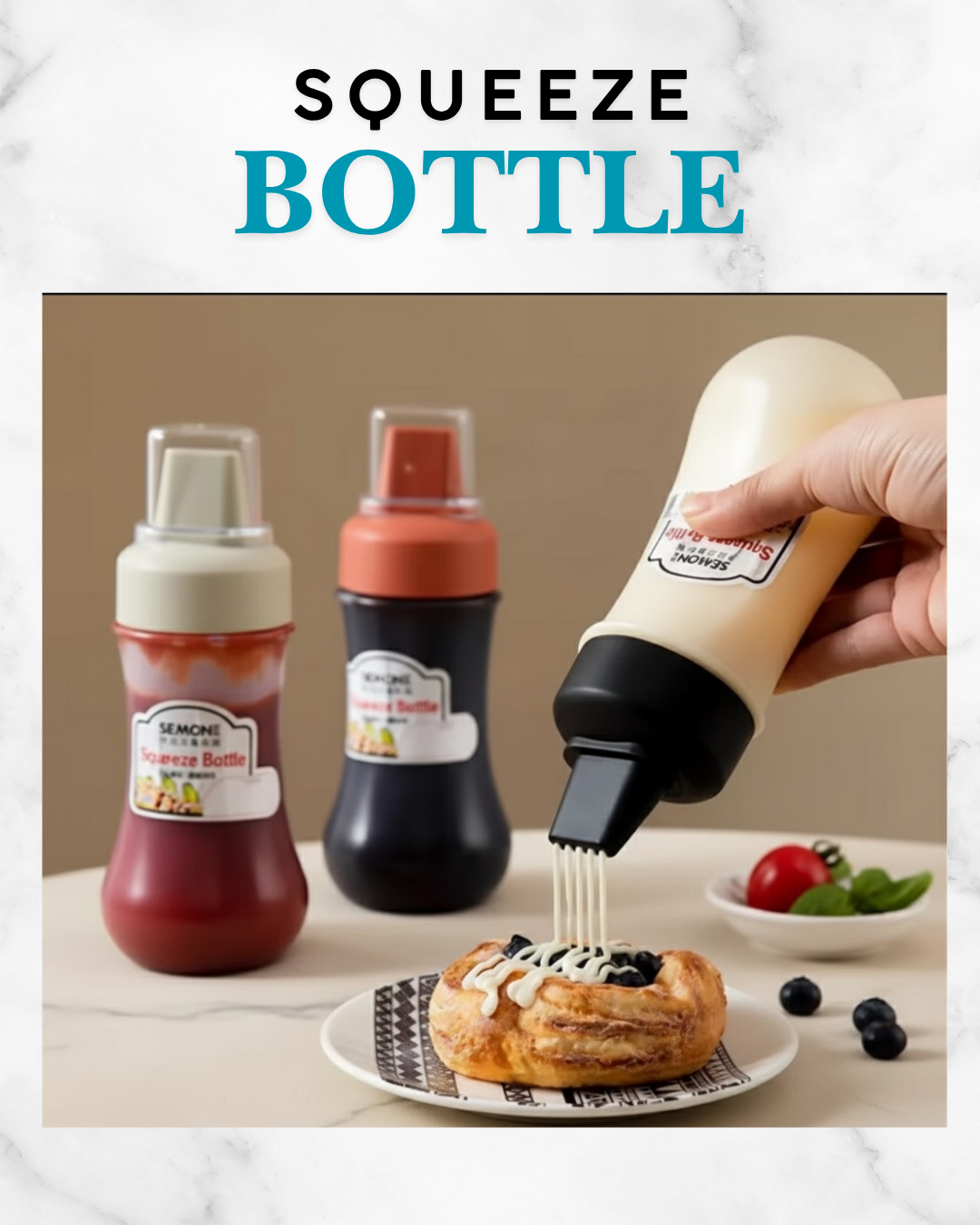 Squeez Bottle 4 Holes for Ketchup Food Dispensing Premium Plastic Export Quality