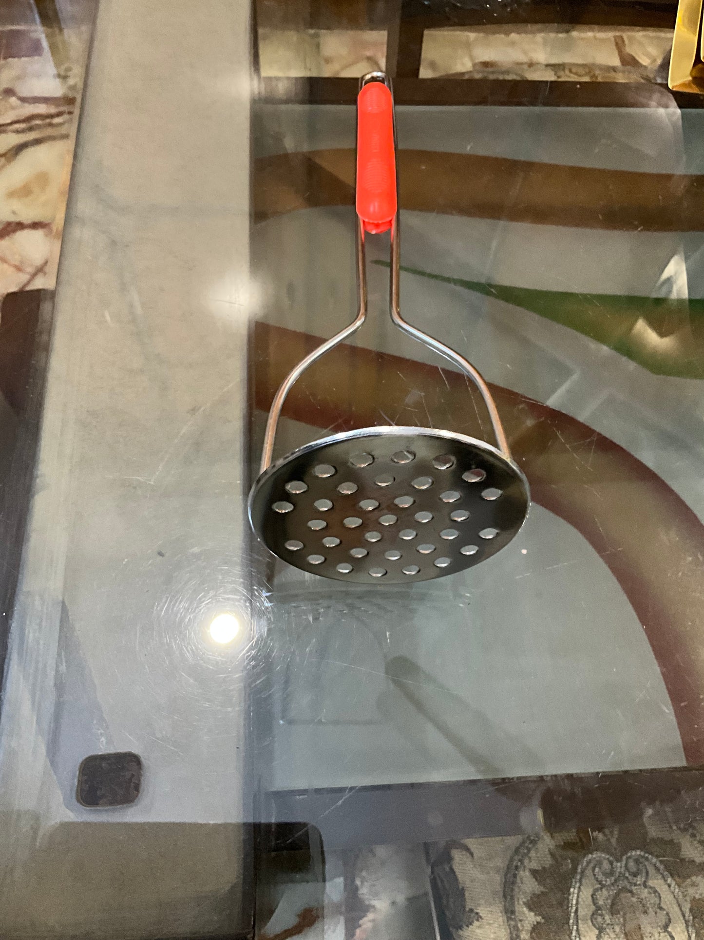 Stainless steel smasher with plastic   handle