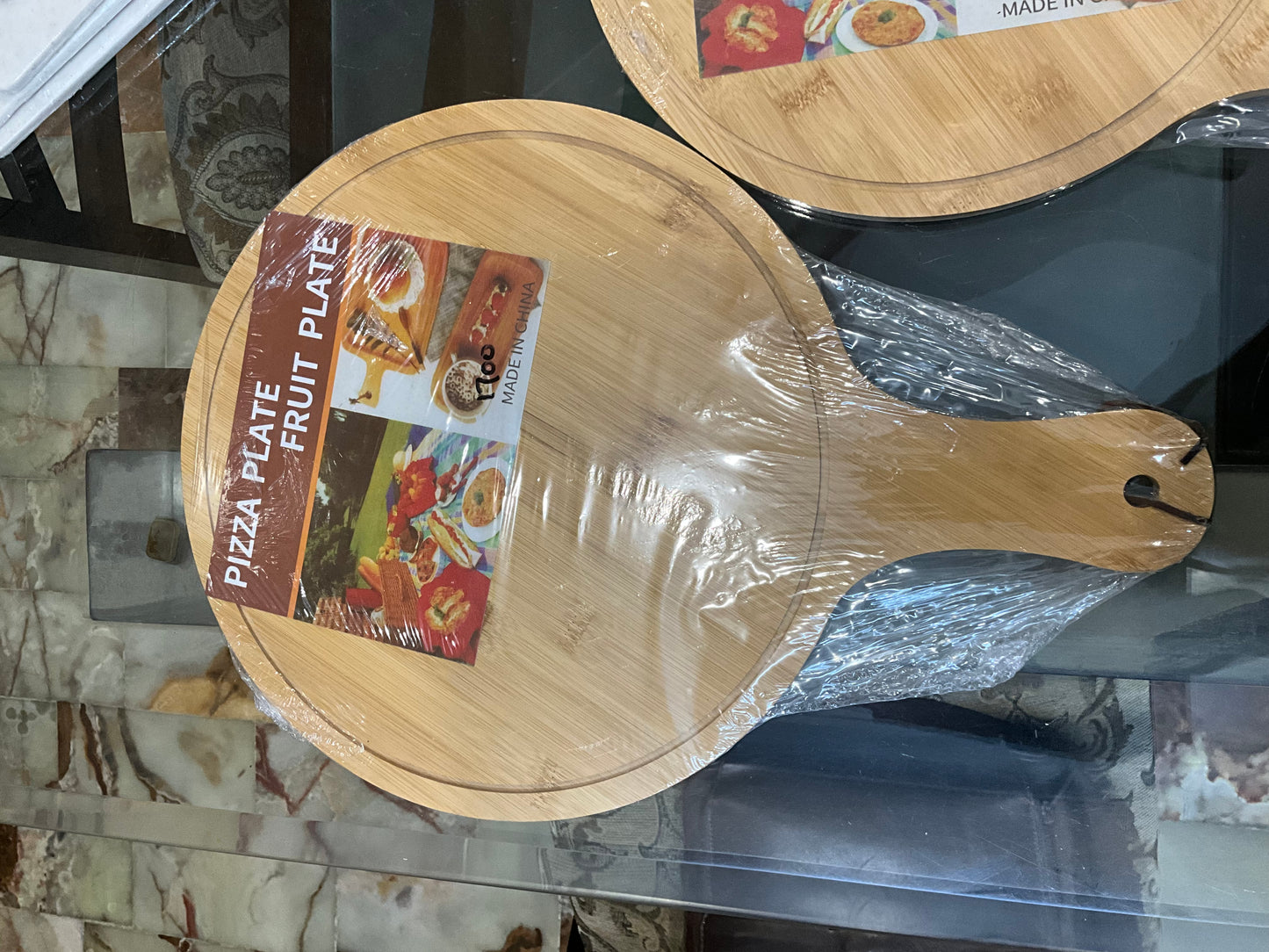 'Round Bamboo Pizza Tray with Handle – Multi-Size Serving & Cutting Board