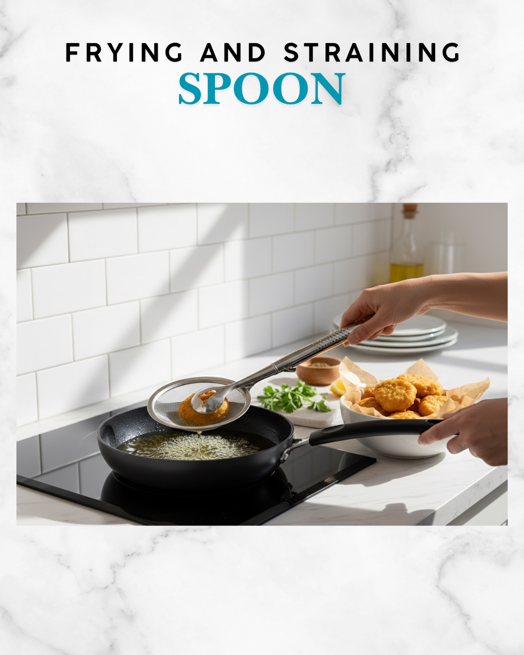 2-in-1 Stainless Steel Fry Spoon Strainer with Clip