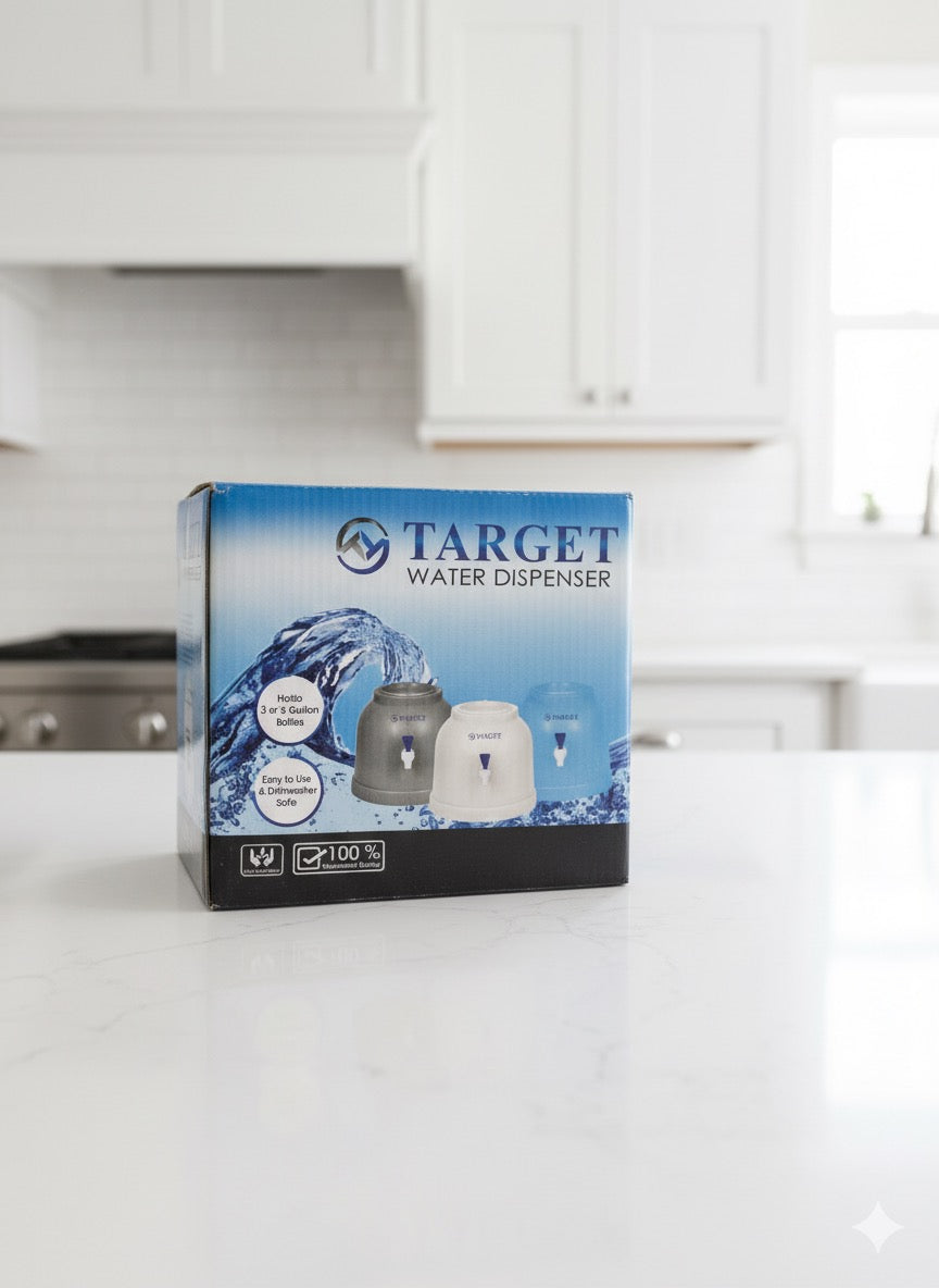 Mini Non Electric Water Bottle Dispenser - Portable - Manual - White - Plastic - 11inch x 10 inch (W*H) - For 19 liter water bottle