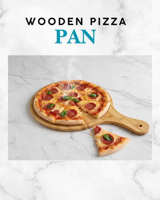 Wooden serving pizza pan