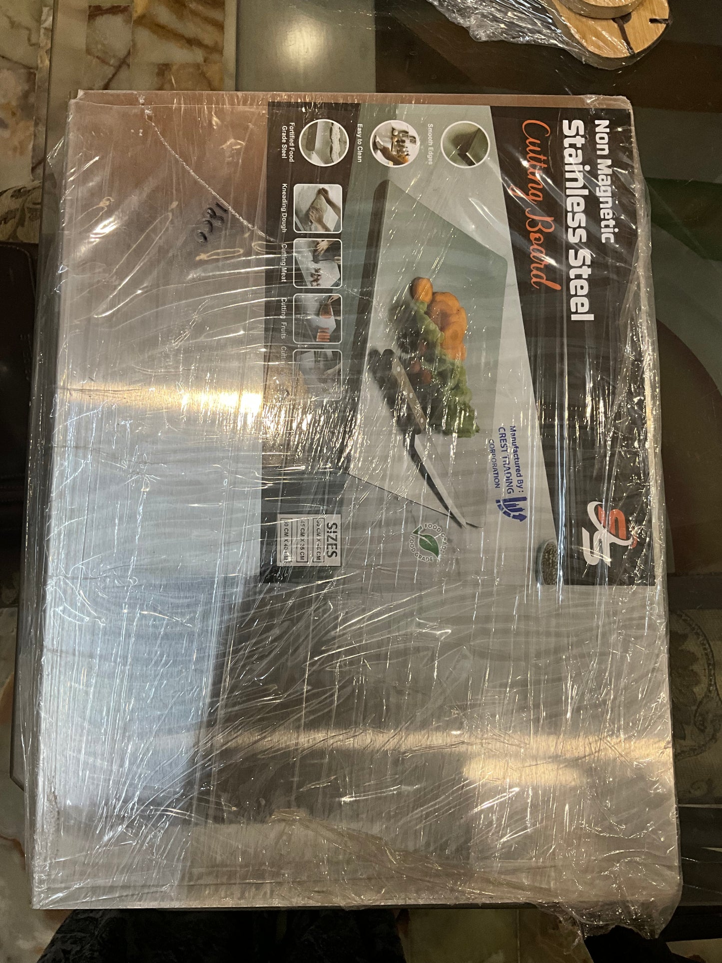 Food-Grade Stainless Steel Cutting Board – Odor-Free, Hygienic & Perfect for Meat, Fish, Fruits & Dough