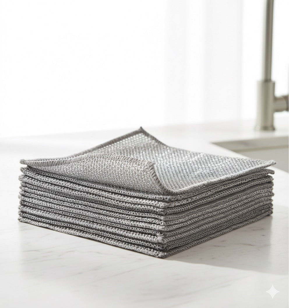 6-Pack Wire Dishwashing Cloths – Non-Scratch, Multipurpose Kitchen Rags