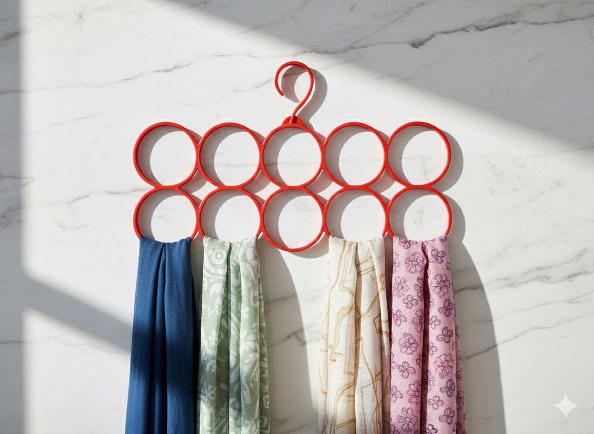 Scarf hanger 15 Ring Hole Hanger Plastic Hanging Storage Organizer Rack Scarf Holder Ties, Shawls, Accessories 5 Sections Ring Hanging Hanger, Belt Organize Circle Storage Holder