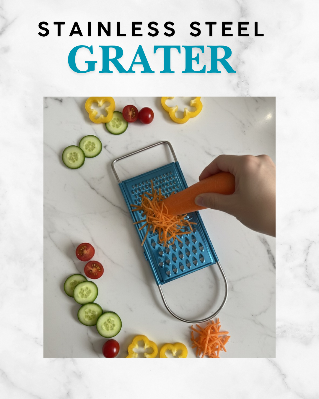 3-in-1 Multi-Functional Stainless Steel Grater – Handheld Fruit & Vegetable Slicer