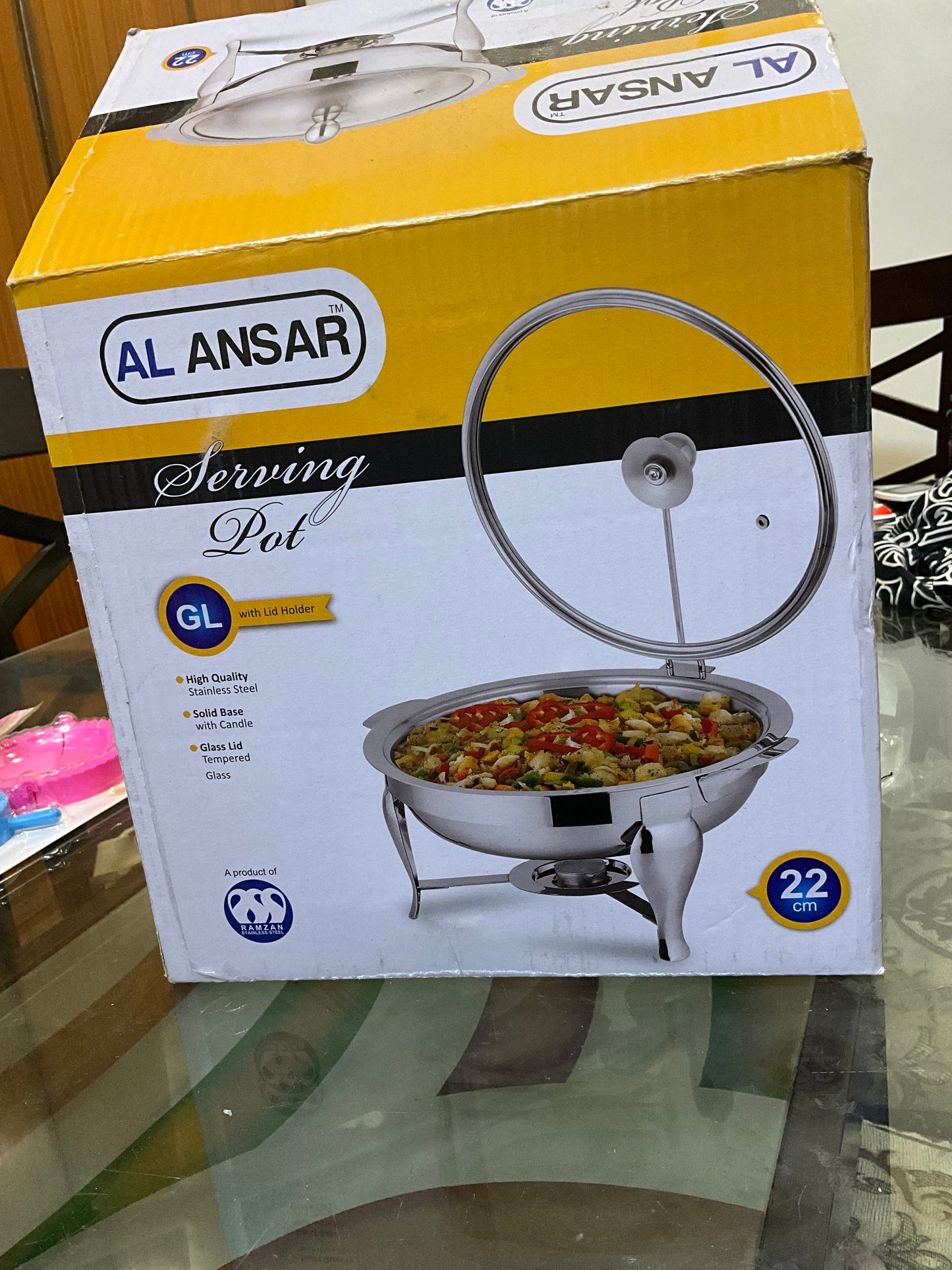 Stainless Steel Chafing Dish (24cm) – Buffet Serving Pot with Tealight Candle | Design 01