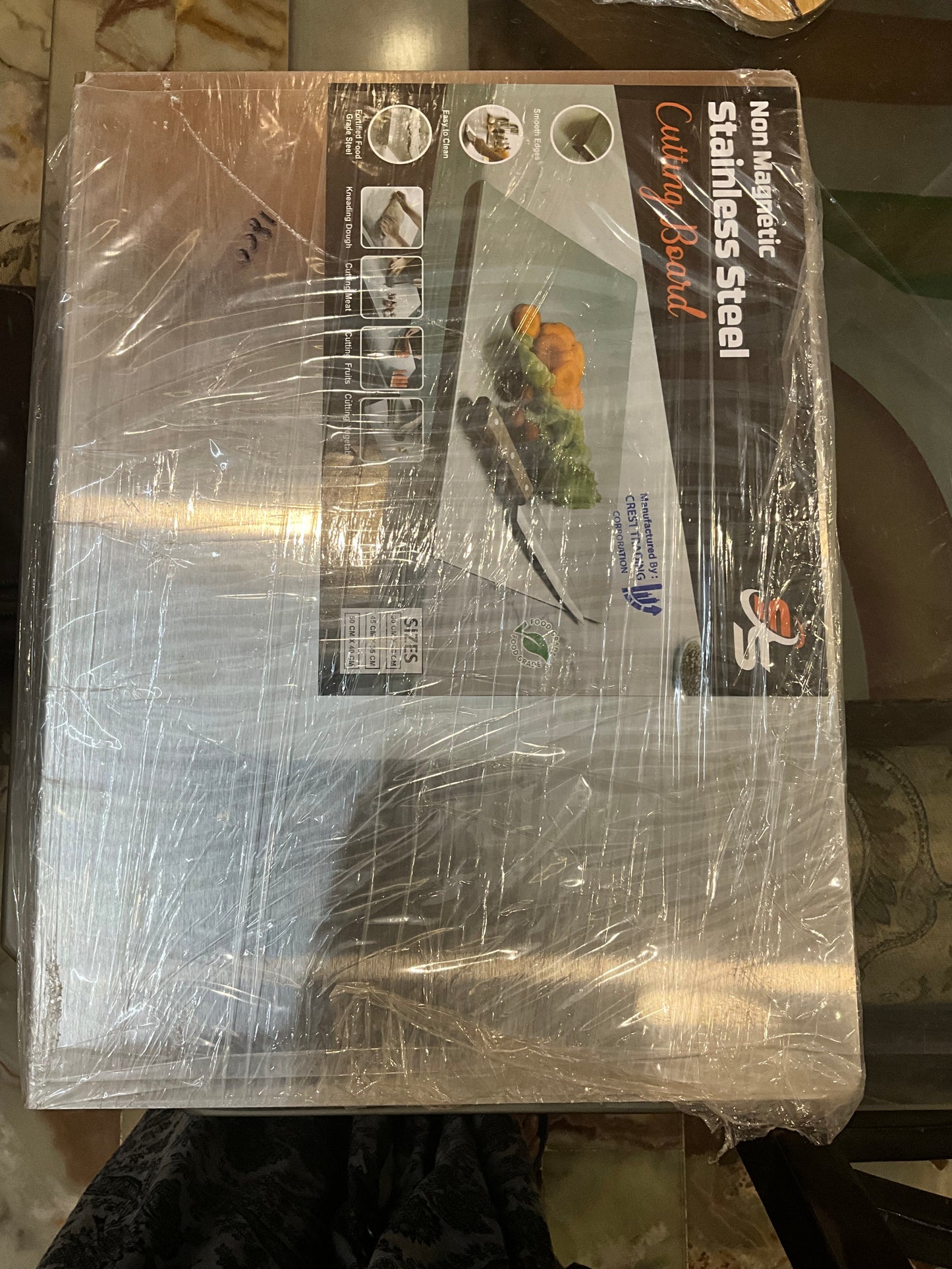 Food-Grade Stainless Steel Cutting Board – Odor-Free, Hygienic & Perfect for Meat, Fish, Fruits & Dough