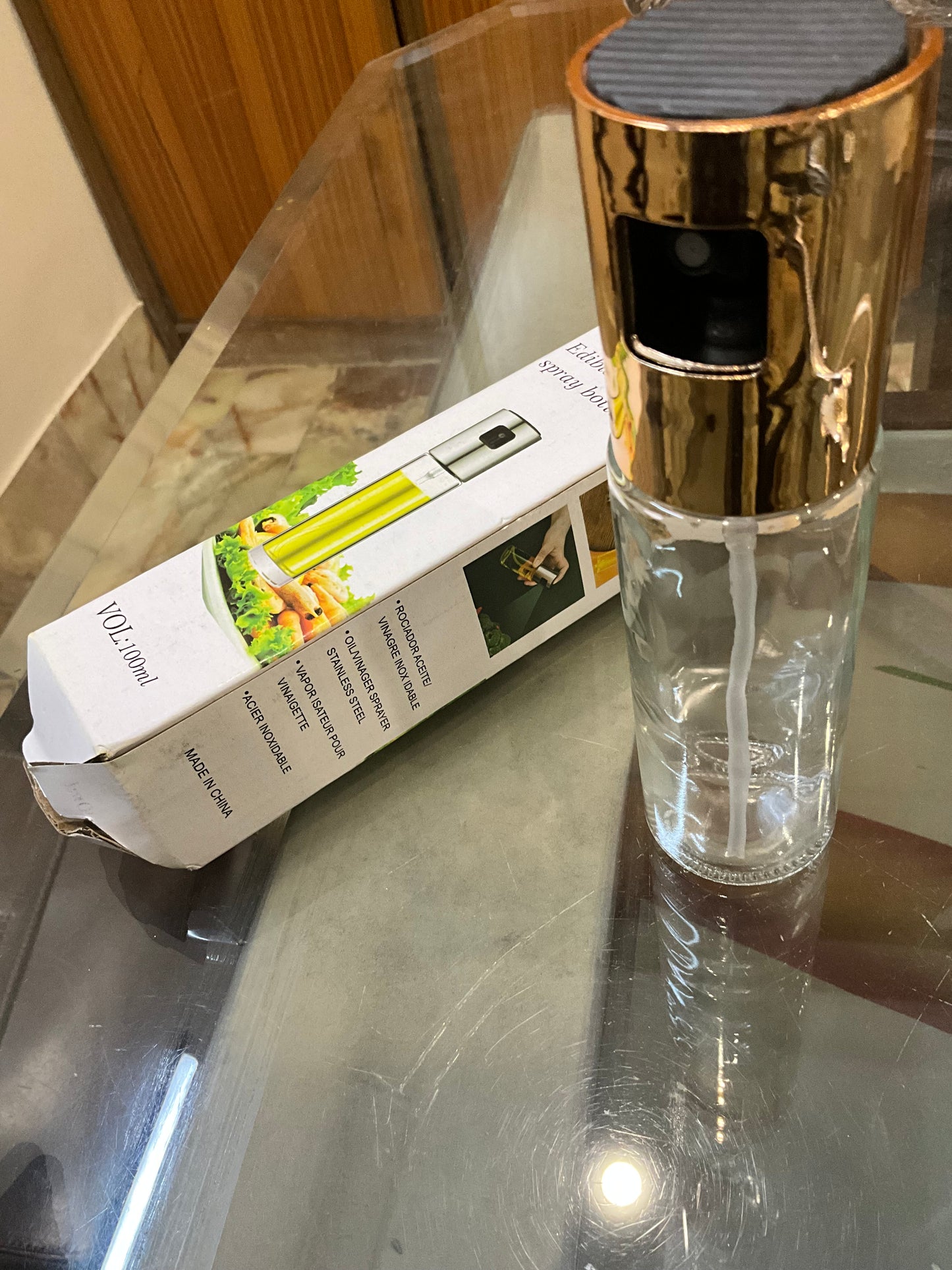 Glass Oil Spray Bottle – Refillable Kitchen Dispenser for Cooking, Baking & Salad Dressing