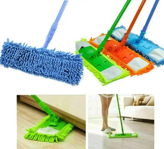 Flat Microfiber Wet & Dry Floor Mop – Telescopic Handle, 360° Swivel Head