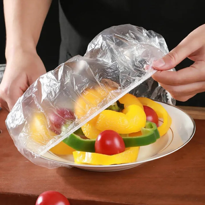 Disposable Food Cover Plastic Wrap Elastic Food Lids For Fruit Bowls Cup Cap Storage Kitchen Fresh Keeping Saver Bag