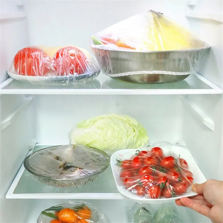 Disposable Food Cover Plastic Wrap Elastic Food Lids For Fruit Bowls Cup Cap Storage Kitchen Fresh Keeping Saver Bag