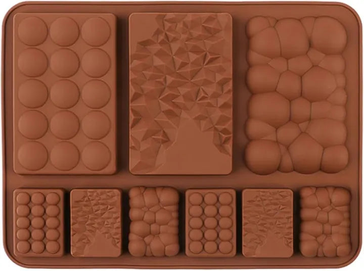 Bubble and Cracked Theme Silicone Chocolate Bar Mold 9 Cavity