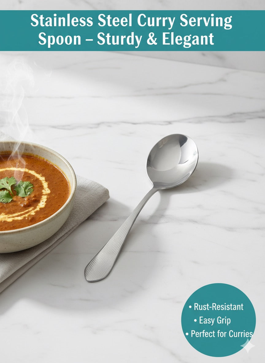 Stainless steel curry serving spoon